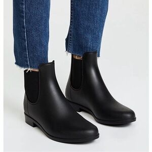 Sam Edelman Waterproof Rain Boots Womens 8M Tinsley Black Rubber Pull On Cuban